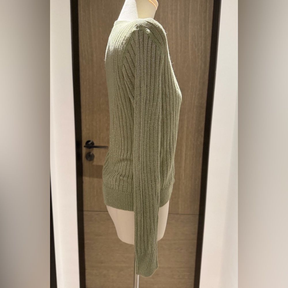 Ralph Lauren Olive-Green Ribbed V-Neck Cardigan-NWOT - Picture 11 of 14
